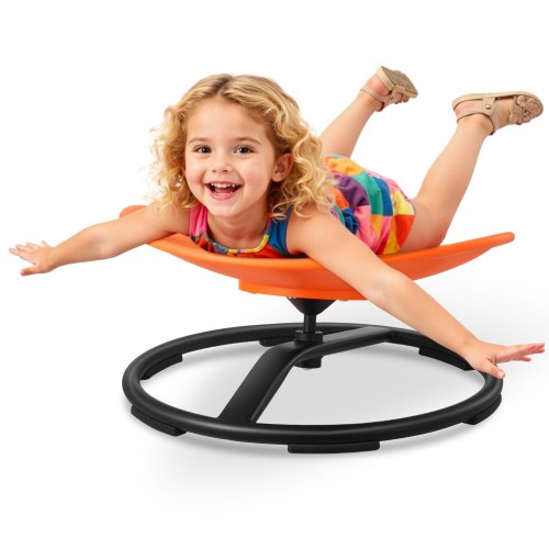 Kids Swivel Chair, 220 lbs Capacity, Sensory Spinning Chair, Autistic Kids Sensory Toy Seat with Non-Slip Metal Base, Round Shape Toddler Sit & Spin Seat for Coordination Balance Focus, Orange