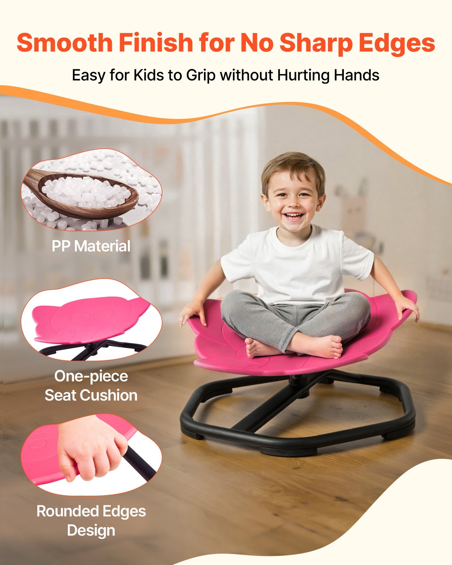 Kids Swivel Chair, 220 lbs Capacity, Elephant Shape Sensory Spinning Chair, Autistic Kids Sensory Toy Seat with Non-Slip Metal Base, Toddler Sit & Spin Seat for Coordination Balance Focus, Red