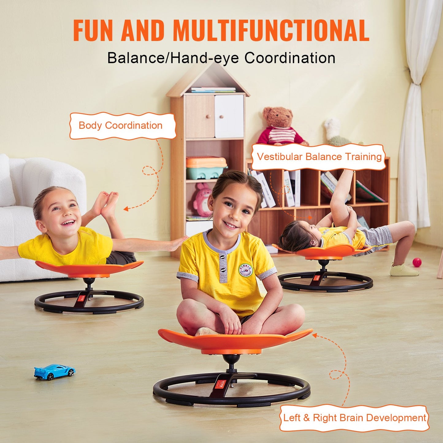 Elephant Kids Spinning Chair 220 lbs Sensory Swivel Chair Seat Orange