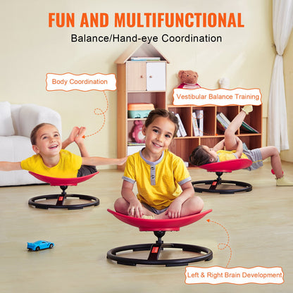 Kids Swivel Chair, 220 LBS Capacity, Sensory Spinning Chair, Autistic Kids Sensory Toy Chair with Non-Slip Metal Base, Toddler Sit and Spin Chair for Coordination Balance Focus Training Red