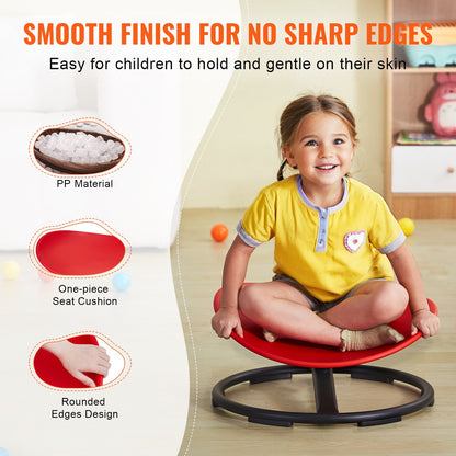 Kids Swivel Chair, 220 LBS Capacity, Sensory Spinning Chair, Autistic Kids Sensory Toy Chair with Non-Slip Metal Base, Toddler Sit and Spin Chair for Coordination Balance Focus Training Red