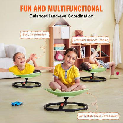 Kids Swivel Chair, 220 LBS Capacity, Sensory Spinning Chair, Autistic Kids Sensory Toy Chair with Non-Slip Metal Base, Toddler Sit and Spin Chair for Coordination Balance Focus Training Green