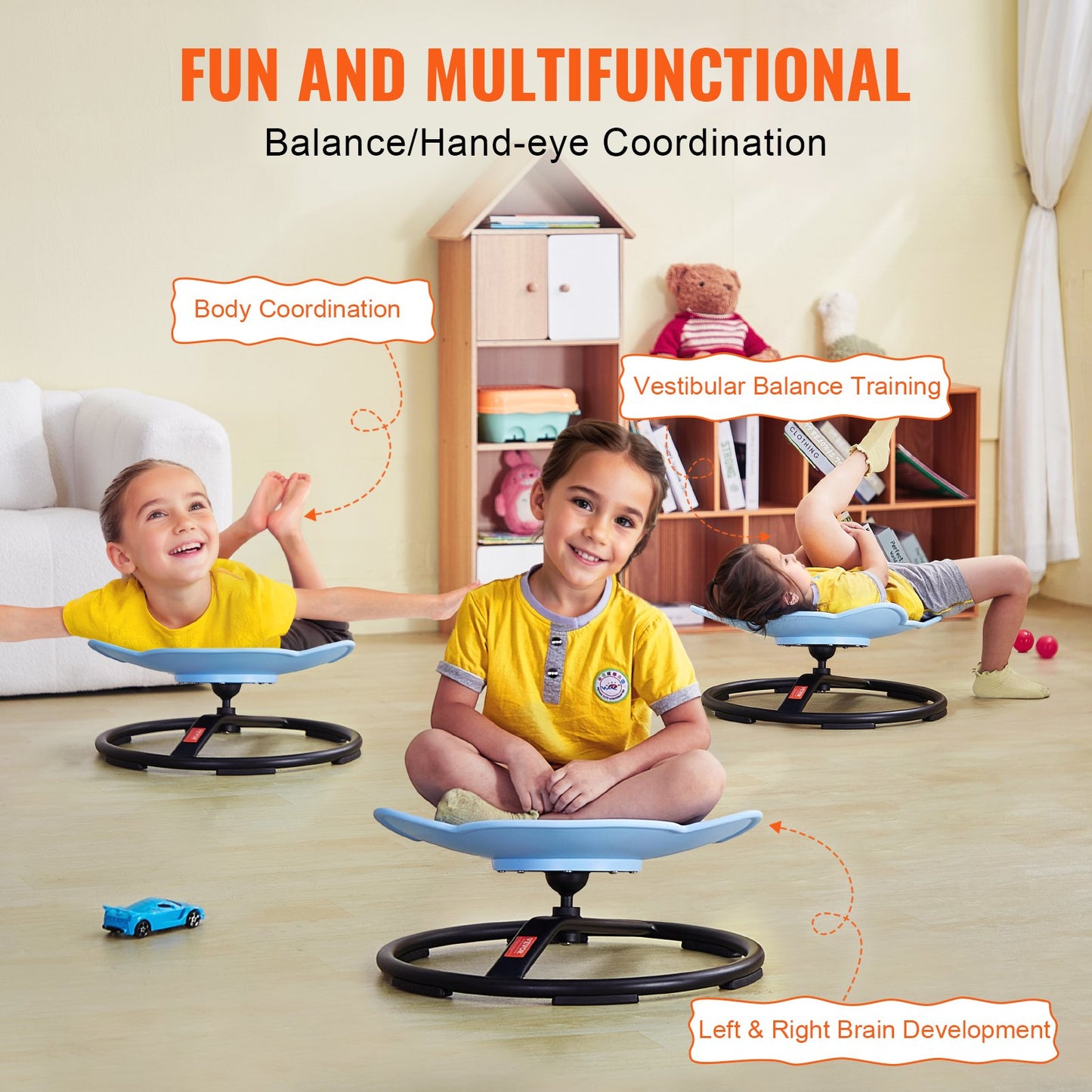 Elephant Kids Spinning Chair 220 lbs Sensory Swivel Chair Seat Blue