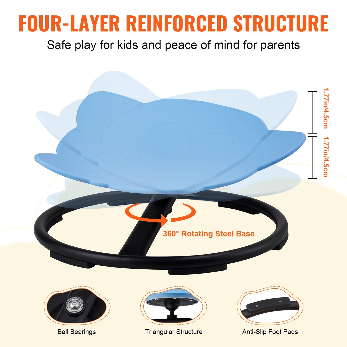 Elephant Kids Spinning Chair 220 lbs Sensory Swivel Chair Seat Blue