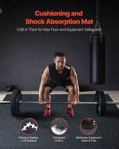 0.56 Inch Thick Gym Floor Mats, 12 Tiles Rubber Top with EVA Foam, 25" x 25" Gym Flooring Workout Mats with 48 sq.ft Coverage, Interlocking Puzzle Gym Mats for Gym, Home, Garage, Black & White