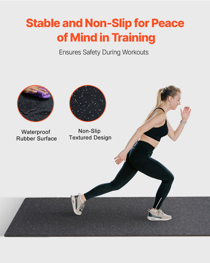 0.56 Inch Thick Gym Floor Mats, 12 Tiles Rubber Top with EVA Foam, 25" x 25" Gym Flooring Workout Mats with 48 sq.ft Coverage, Interlocking Puzzle Gym Mats for Gym, Home, Garage, Black & White