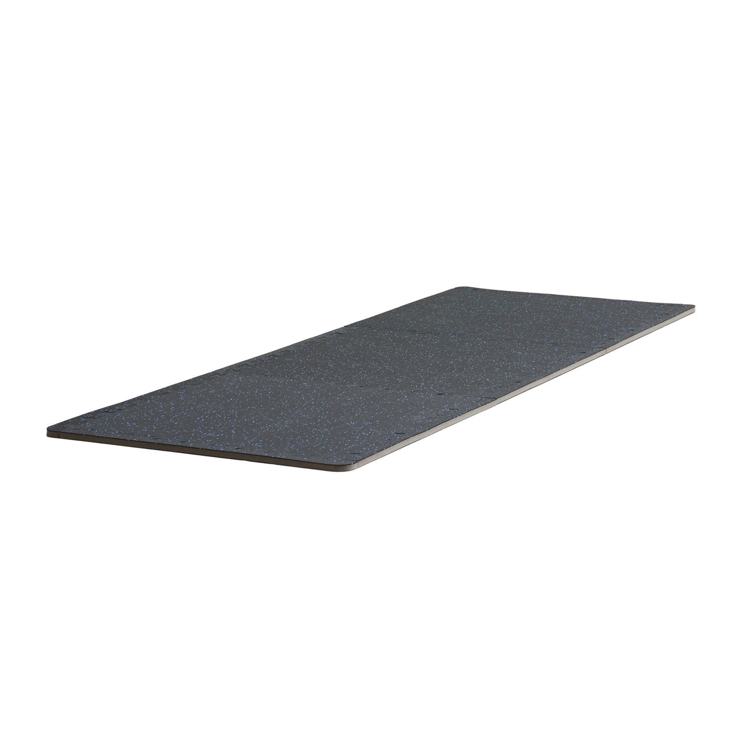 0.56" Thick Gym Floor Mats 6 Tiles Rubber Top with EVA Foam Black &amp; Blue