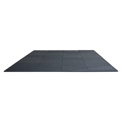 0.56" Thick Gym Floor Mats 6 Tiles Rubber Top with EVA Foam Black &amp; Blue