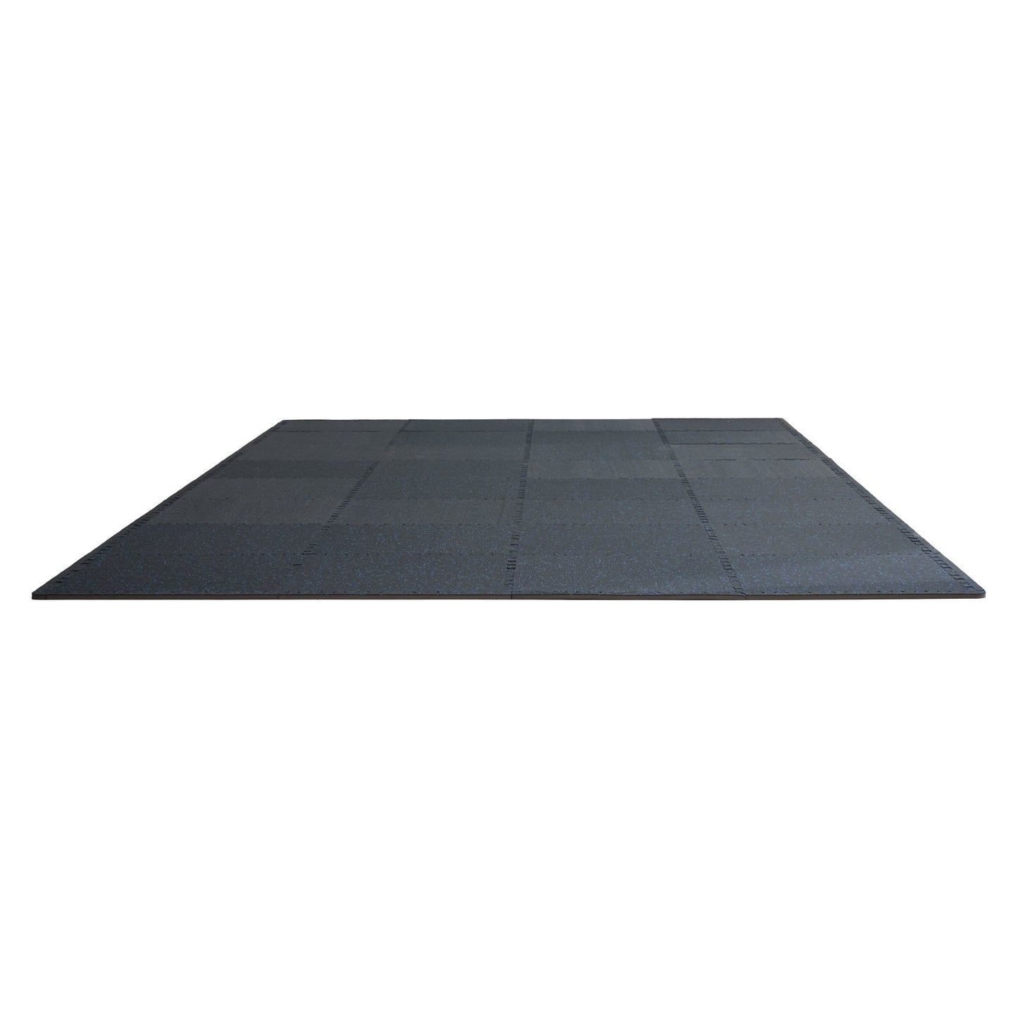 0.56" Thick Gym Floor Mats 25 Tiles Rubber Top with EVA Foam Black &amp; Blue