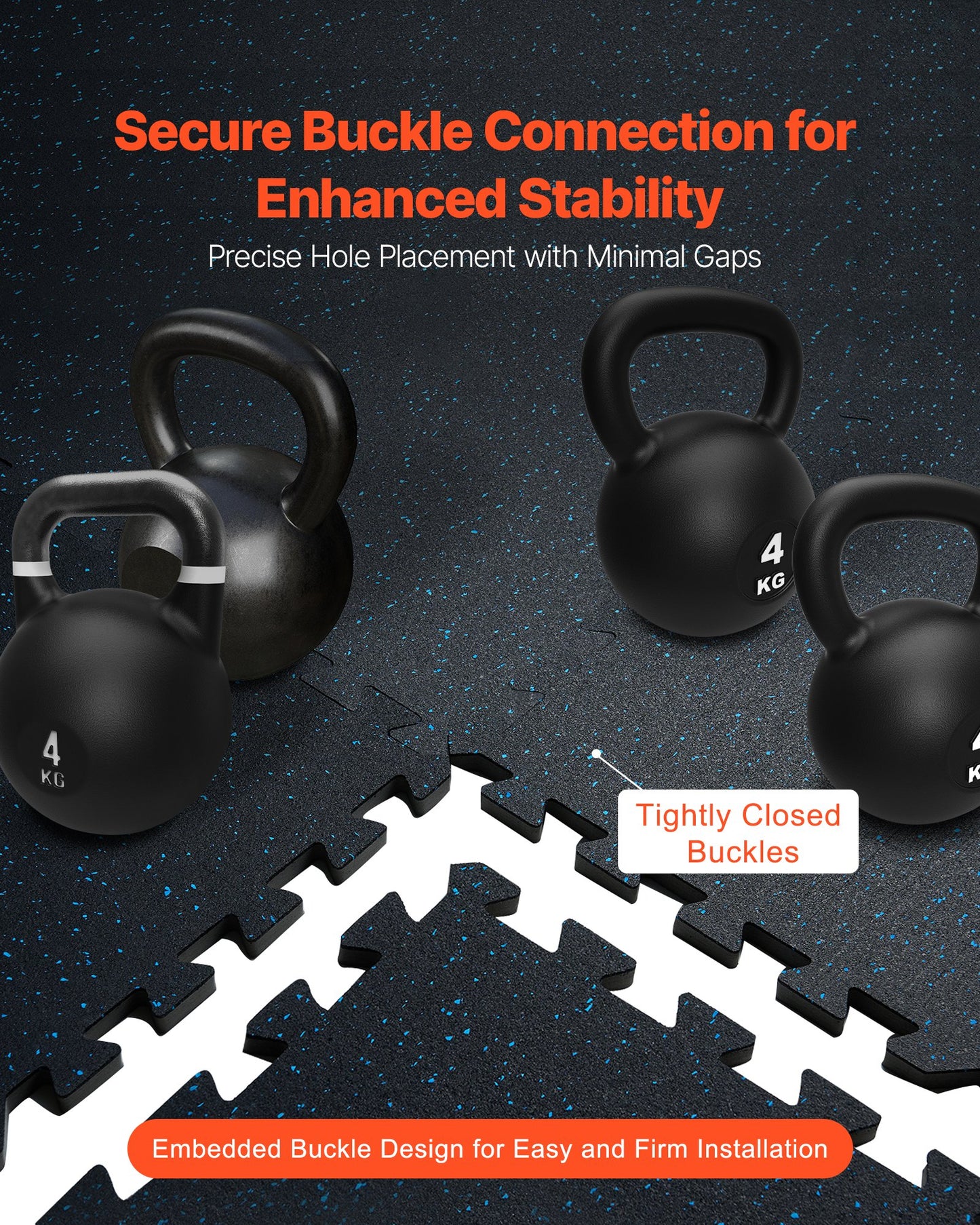 0.56 Inch Thick Gym Floor Mats, 25 Tiles Rubber Top with EVA Foam, 25" x 25" Gym Flooring Workout Mats with 100sq.ft Coverage, Interlocking Puzzle Gym Mats for Gym, Home, Garage, Black & Blue