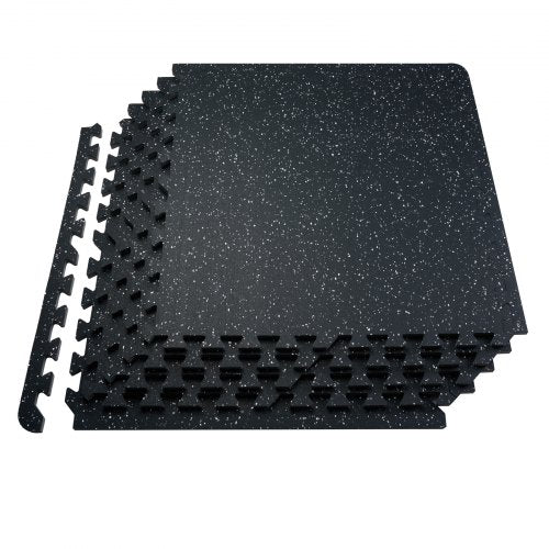 0.56 Inch Thick Gym Floor Mats, 25 Tiles Rubber Top with EVA Foam, 25" x 25" Gym Flooring Workout Mats with 100sq.ft Coverage, Interlocking Puzzle Gym Mats for Gym, Home, Garage, Black & White