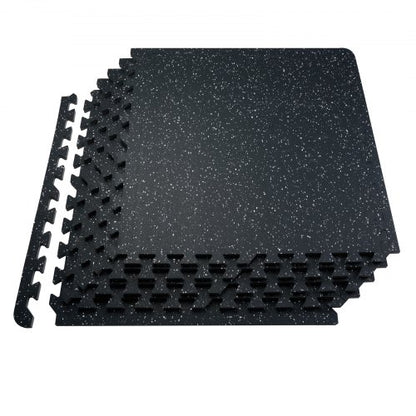 0.56 Inch Thick Gym Floor Mats, 25 Tiles Rubber Top with EVA Foam, 25" x 25" Gym Flooring Workout Mats with 100sq.ft Coverage, Interlocking Puzzle Gym Mats for Gym, Home, Garage, Black & White