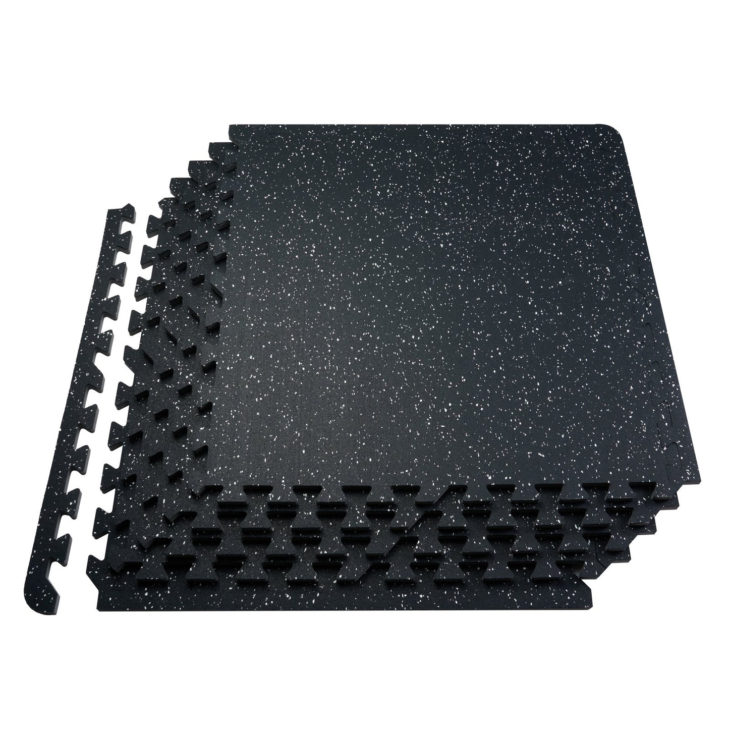 0.56" Thick Gym Floor Mats 25 Tiles Rubber Top with EVA Foam Black &amp; White
