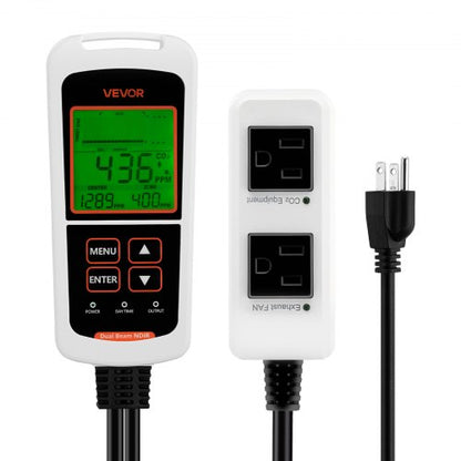 Carbon Dioxide Monitoring Controller, Dual Outlets CO2 Monitor & Controller, Carbon Dioxide Sensor Day and Night Detection Feature, NDIR CO2 Sensor for Greenhouse, Laboratories, Classrooms, Home
