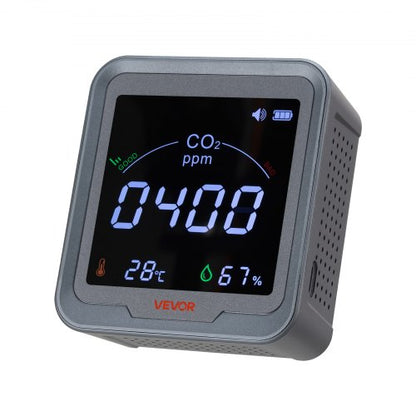 Carbon Dioxide Monitor, CO2 Controller with Temperature and Humidity Display, 15ft NDIR Sensor Cable CO2 Sensor, Carbon Dioxide Detector for Bedside, Home, Office, Car, Lightweight & Portable