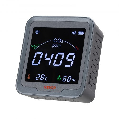 Carbon Dioxide Monitor, CO2 Controller with Temperature and Humidity Display, 15ft NDIR Sensor Cable Carbon Dioxide Detector, CO2 Sensor for Outdoors, Home, Office, Car, Wall-Mounted Use
