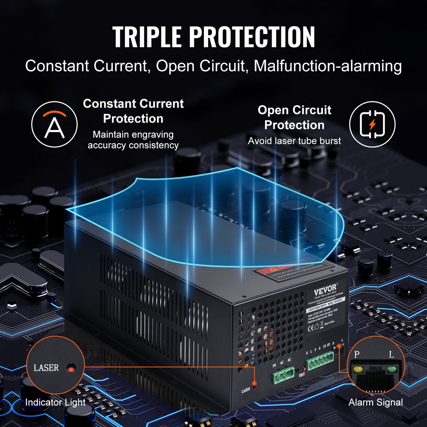 CO2 Laser Power Supply for 150W Laser Tube Laser Engravers and Cutters