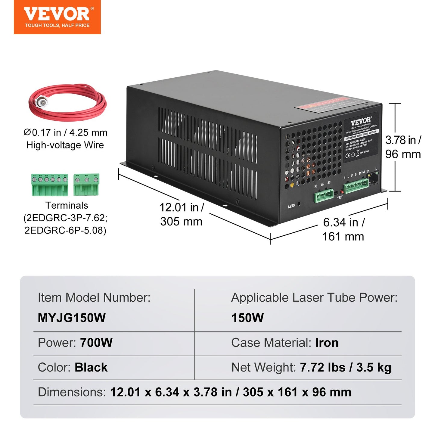 CO2 Laser Power Supply for 150W Laser Tube Laser Engravers and Cutters