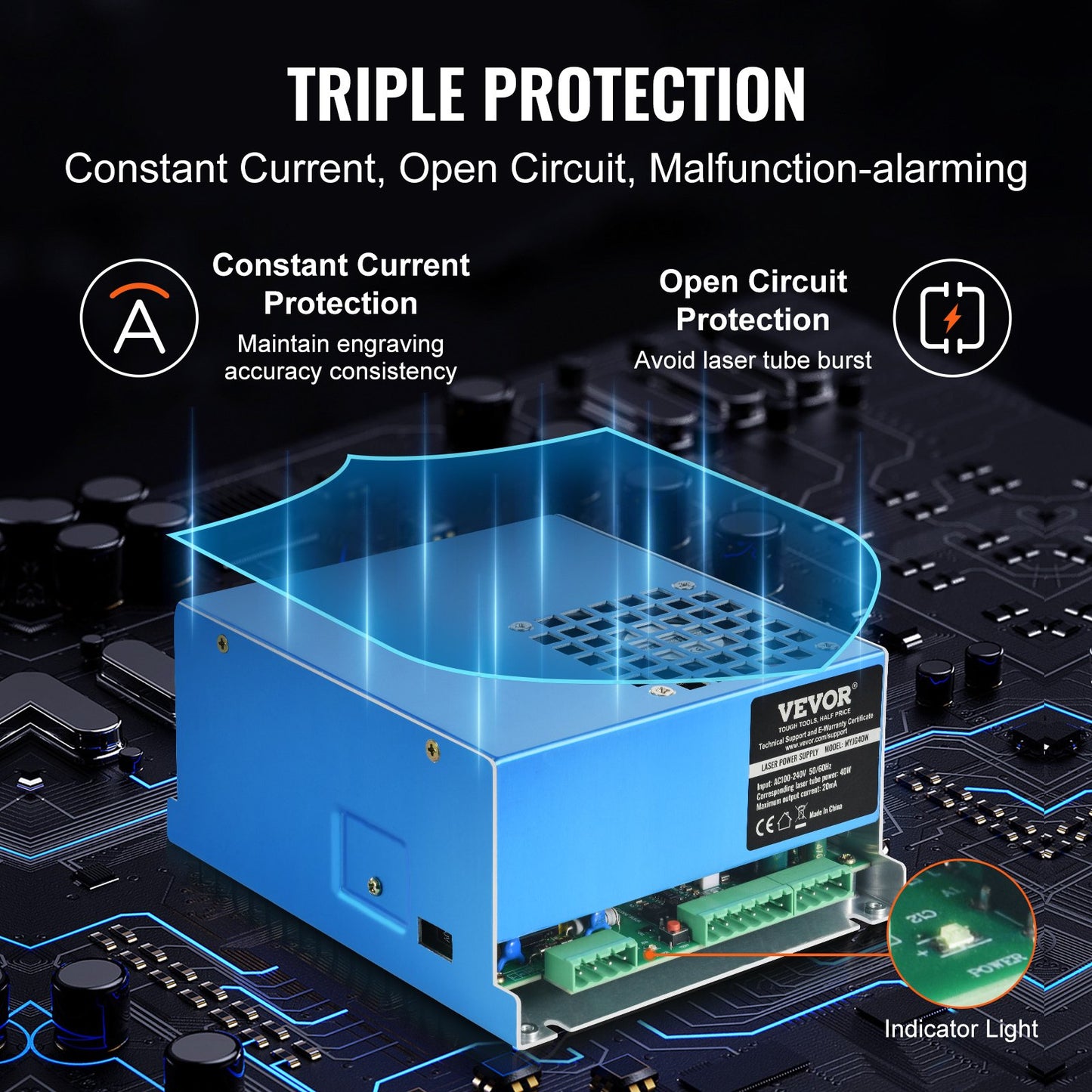 CO2 Laser Power Supply for 40W Laser Tube Laser Engravers and Cutters