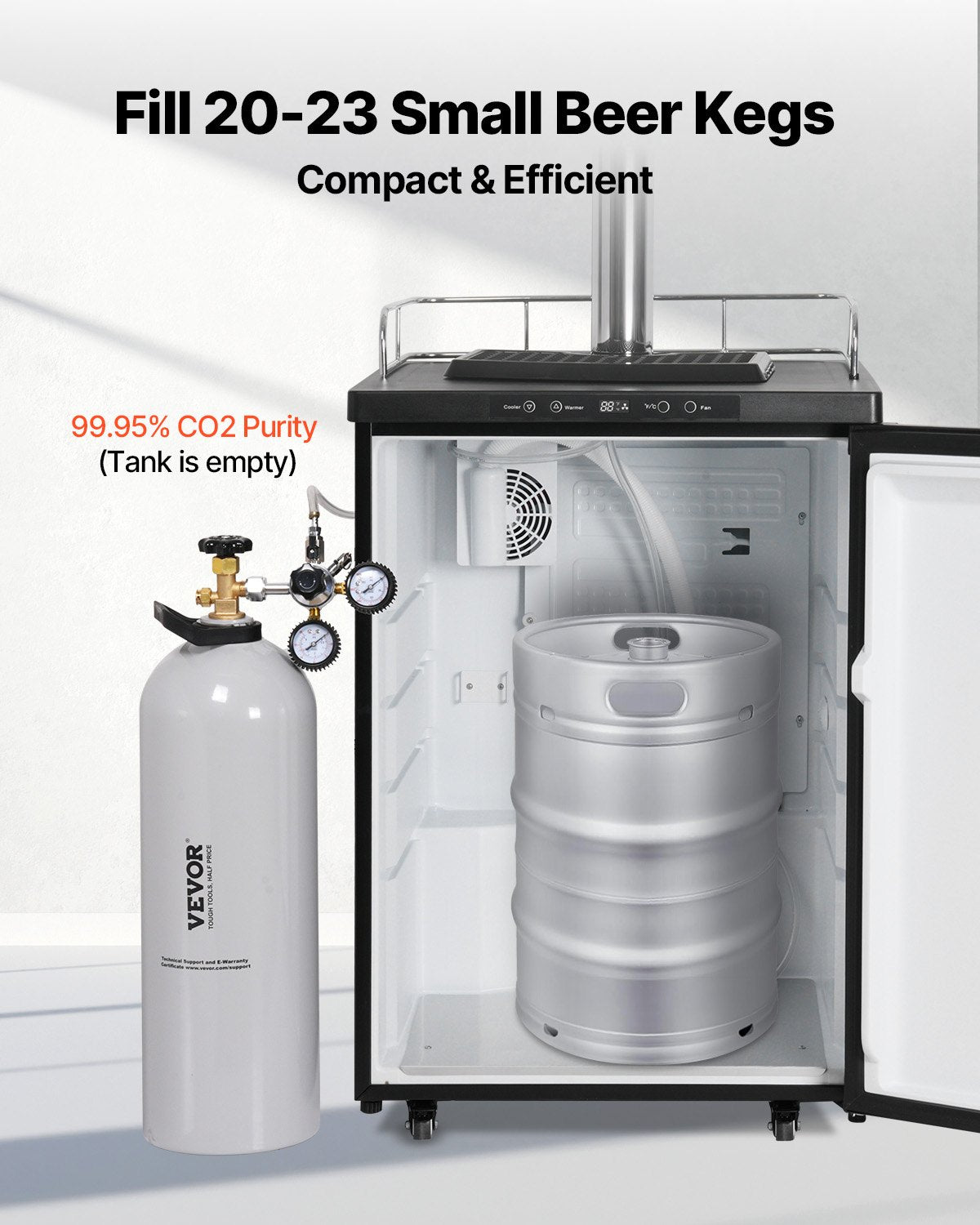 CO2 Tank, 20 lbs New Aluminum Alloy Cylinder, CO2 Air Tank with Spray Coating, CGA320 Valve, Handle & Adjustable Pressure, DOT & TC Approved Cylinder for Draft Beer Dispensing and Soda Maker