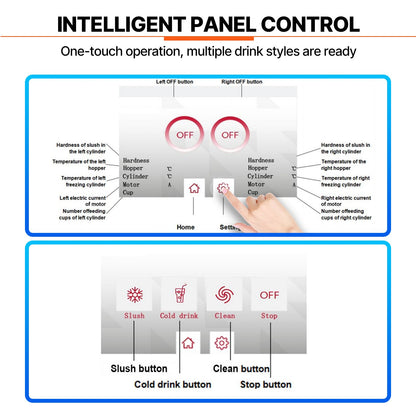 Commercial Slushy Machine, 2 x 12L / 3.17 Gal Double Tanks, Cool and Freeze Modes, Stainless Steel Margarita Smoothie Frozen Drink Maker, Slushie Machine for Party Cafes Restaurants Bars Home