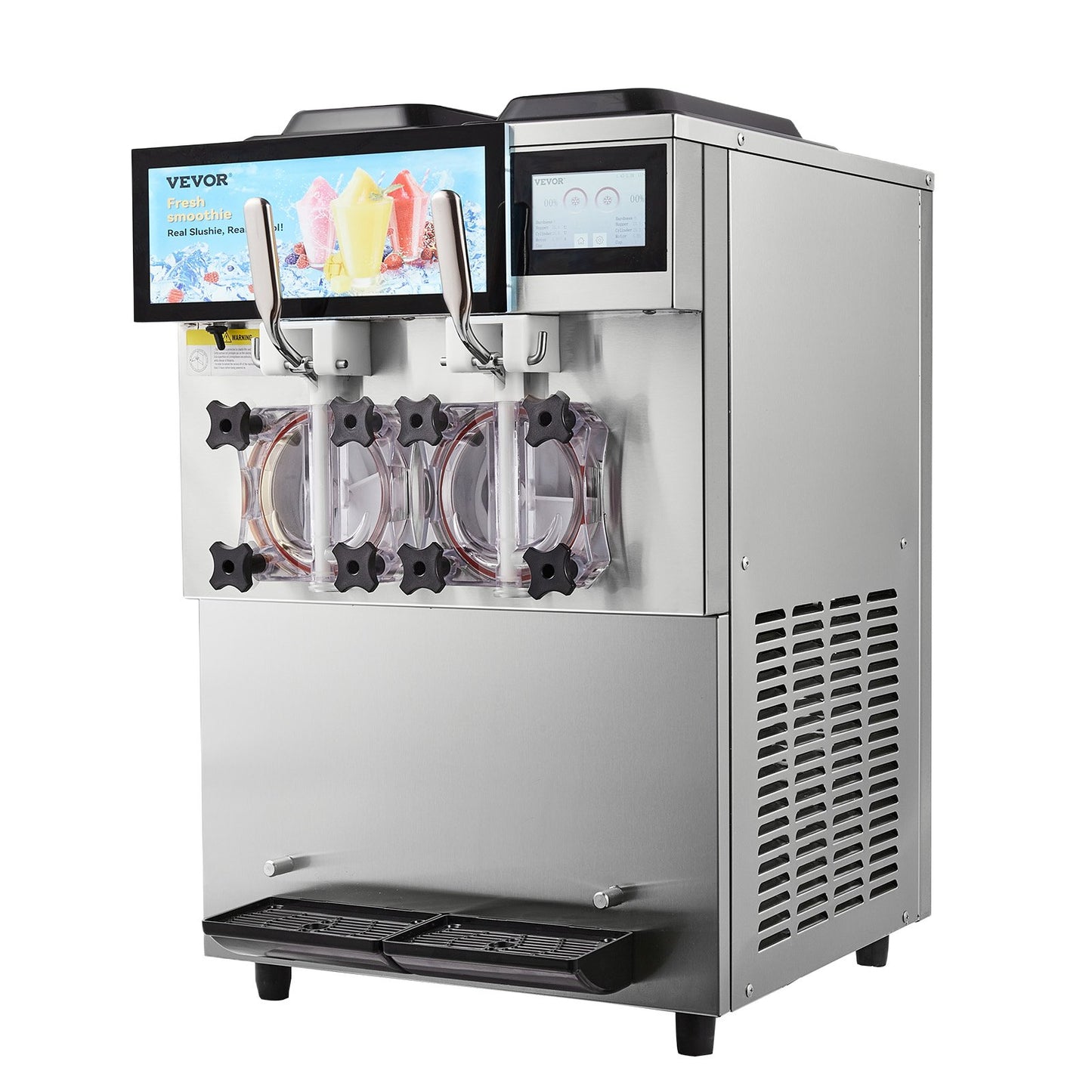 Commercial Slushy Machine, 2 x 12L / 3.17 Gal Double Tanks, Cool and Freeze Modes, Stainless Steel Margarita Smoothie Frozen Drink Maker, Slushie Machine for Party Cafes Restaurants Bars Home