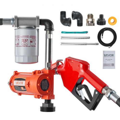 Fuel Transfer Pump, 12V DC 10 GPM, Portable Diesel Transfer Pump Kit, with Auto Shut-Off Nozzle, Discharge Hose, Overheat Protection, Power Cable, Explosion-Proof, for Gasoline Diesel Kerosene