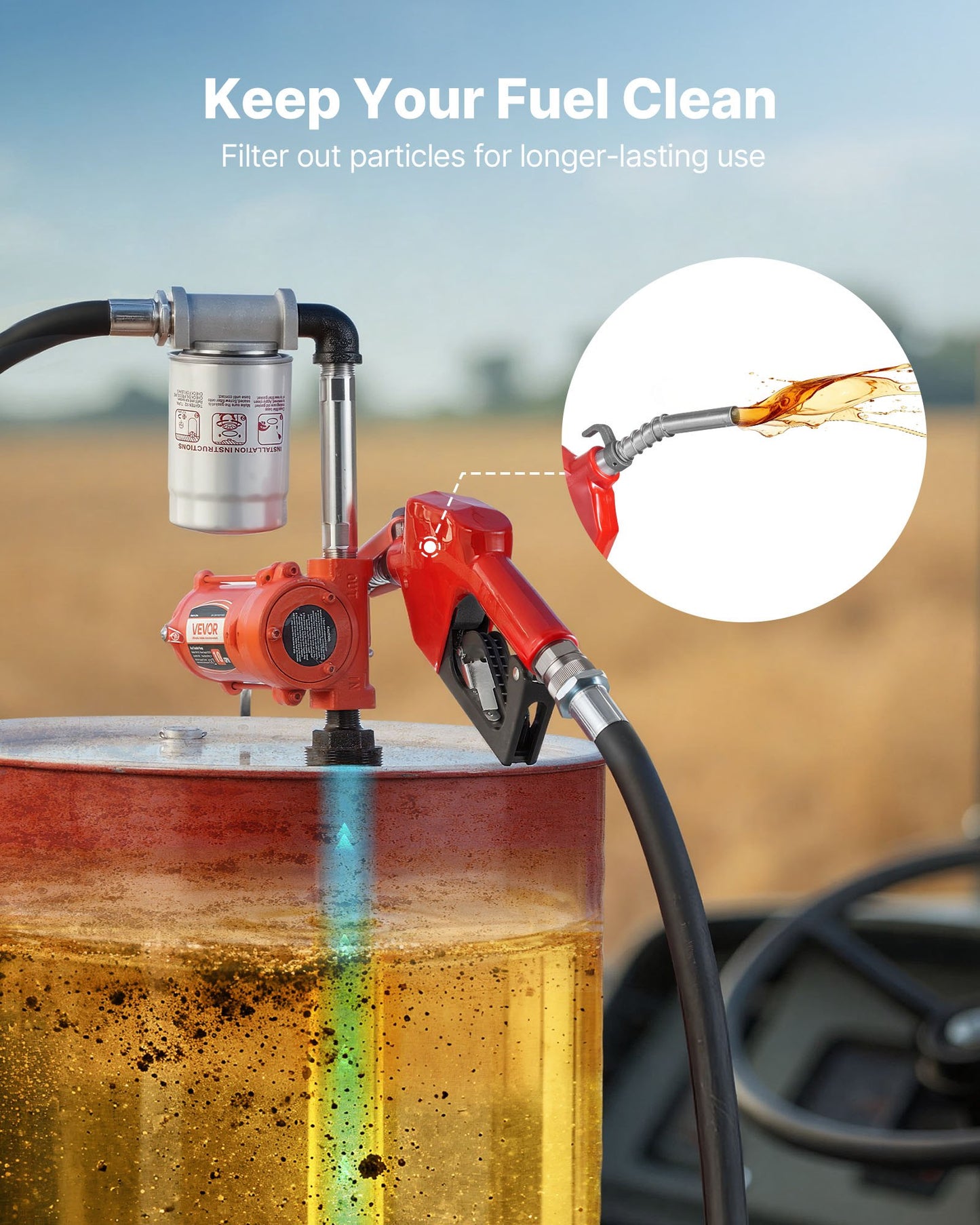 Fuel Transfer Pump, 12V DC 10 GPM, Portable Diesel Transfer Pump Kit, with Auto Shut-Off Nozzle, Discharge Hose, Overheat Protection, Power Cable, Explosion-Proof, for Gasoline Diesel Kerosene