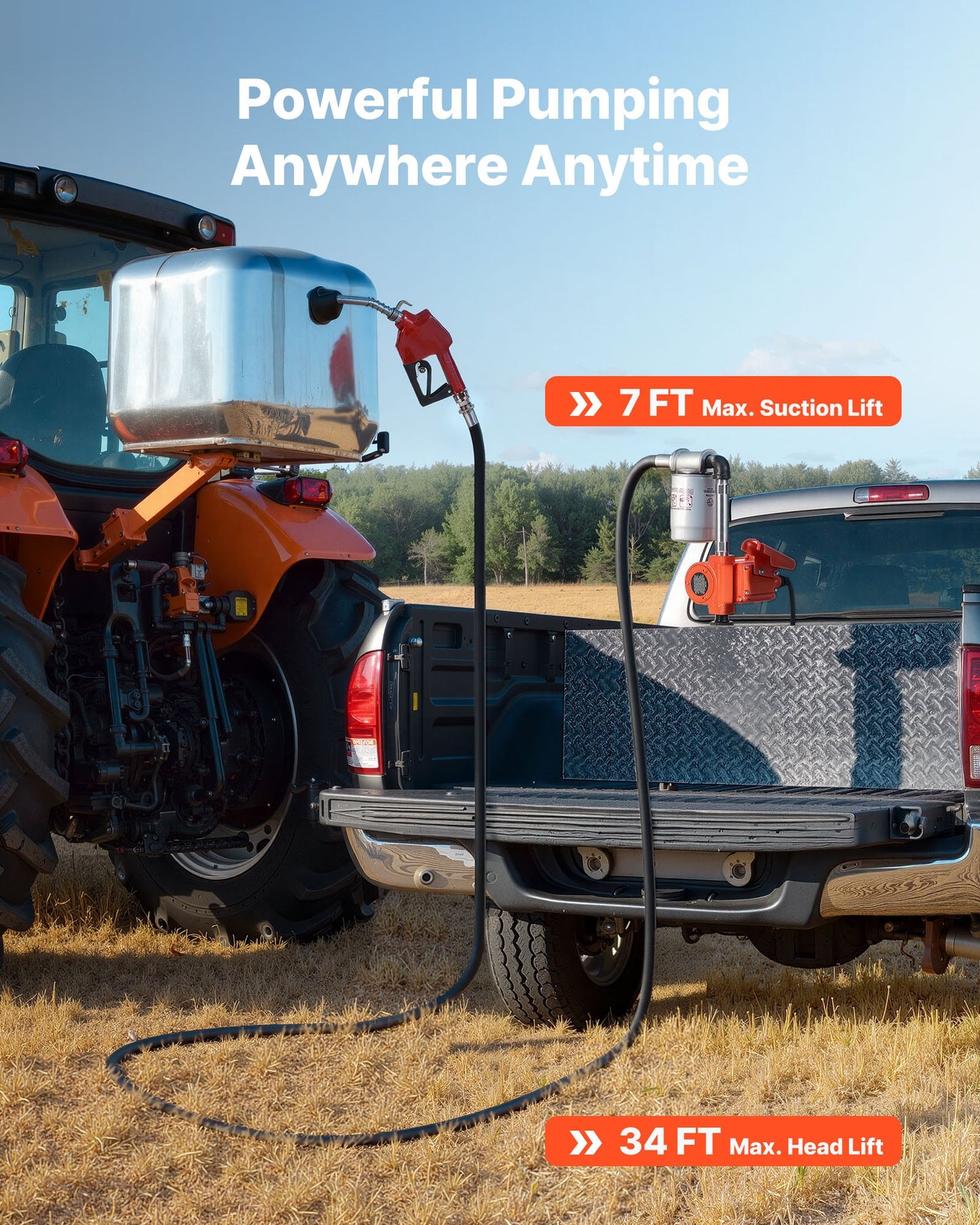 Fuel Transfer Pump, 12V DC 10 GPM, Portable Diesel Transfer Pump Kit, with Auto Shut-Off Nozzle, Discharge Hose, Overheat Protection, Power Cable, Explosion-Proof, for Gasoline Diesel Kerosene