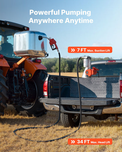 Fuel Transfer Pump, 12V DC 10 GPM, Portable Diesel Transfer Pump Kit, with Auto Shut-Off Nozzle, Discharge Hose, Overheat Protection, Power Cable, Explosion-Proof, for Gasoline Diesel Kerosene