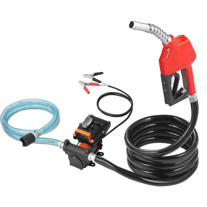 Fuel Transfer Pump 12V 15 GPM 1/4 HP Diesel Pump with Automatic Fuel Nozzle