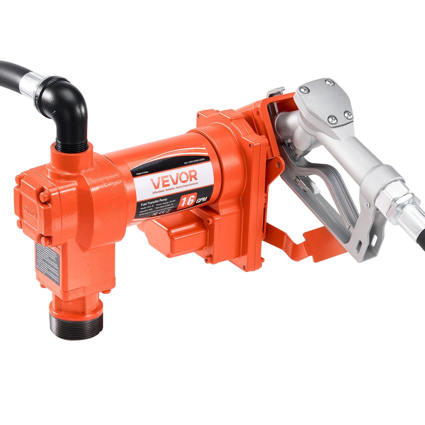 Fuel Transfer Pump, 12V DC 16 GPM 1/4 HP Diesel Pump, Extractor Pumps with Manual Nozzle, Discharge Hose and Suction Pipe, for Gasoline, Diesel, Kerosene, Ethanol-Methanol Blends & Biodiesel