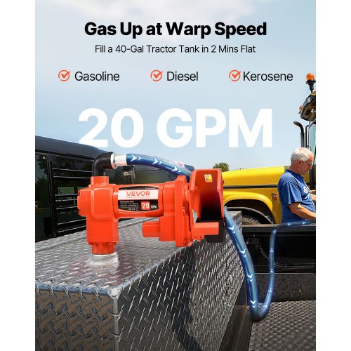 Explosion-proof fuel transfer pump, flow rate 76 l/min, power 1/4 hp 186 W, 12 V DC fuel transfer pump, with manual nozzle, exhaust and suction pipe, suitable for gasoline, diesel and kerosene | EU