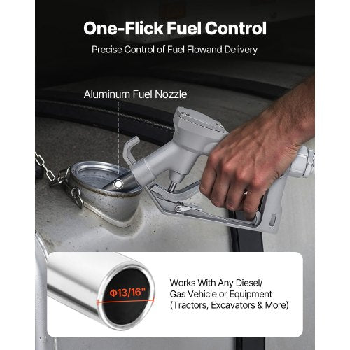 Explosion-proof fuel transfer pump, flow rate 76 l/min, power 1/4 hp 186 W, 12 V DC fuel transfer pump, with manual nozzle, exhaust and suction pipe, suitable for gasoline, diesel and kerosene | EU