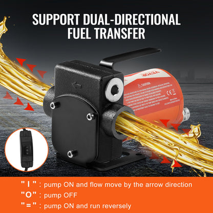 Fuel Transfer Pump 12V 5 GPM 1/10 HP Diesel Pump with Automatic Fuel Nozzle