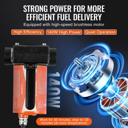 Fuel Transfer Pump 12V 5 GPM 1/10 HP Diesel Pump with Automatic Fuel Nozzle