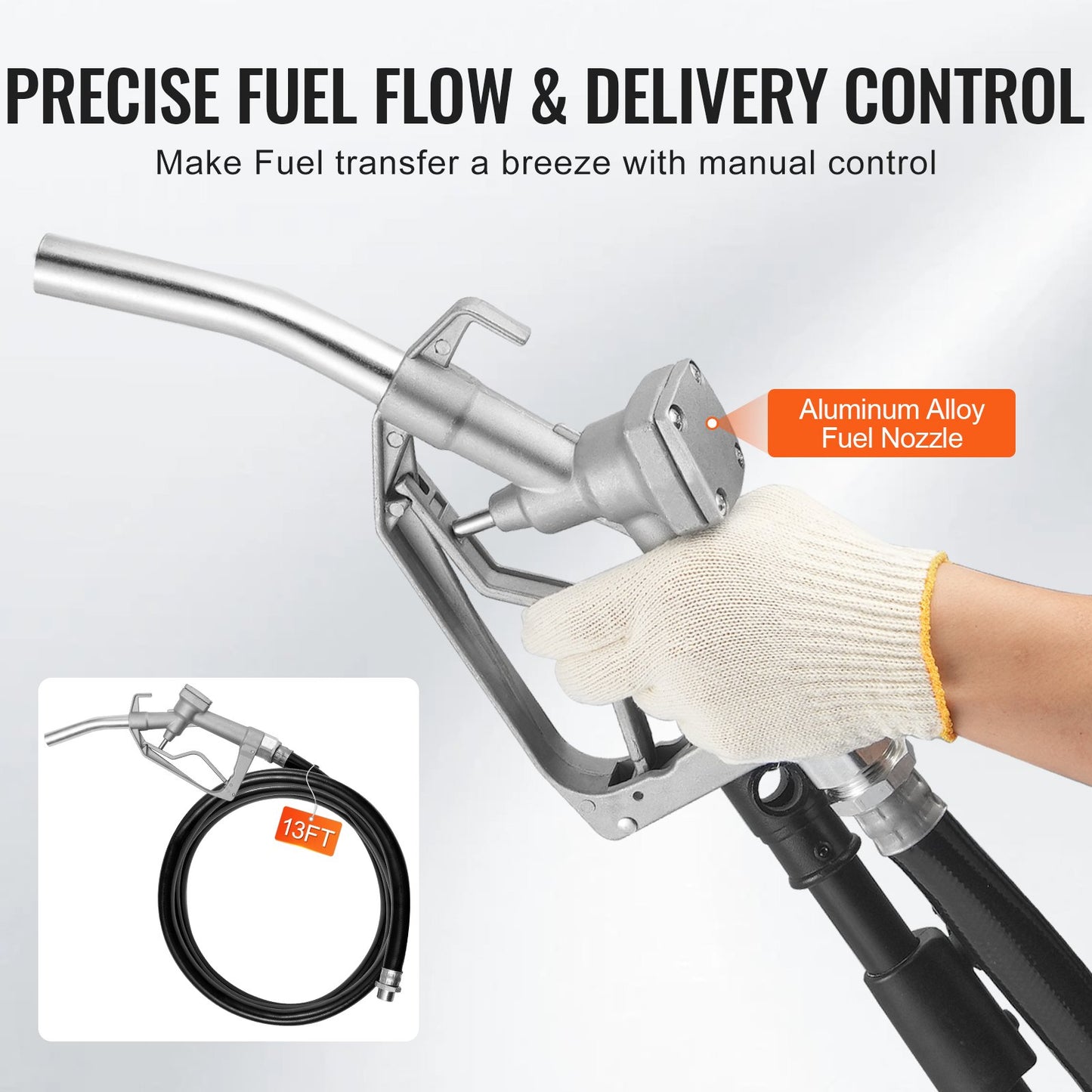 Fuel Transfer Pump 12V 5 GPM 1/7 HP Diesel Pump with Automatic Fuel Nozzle