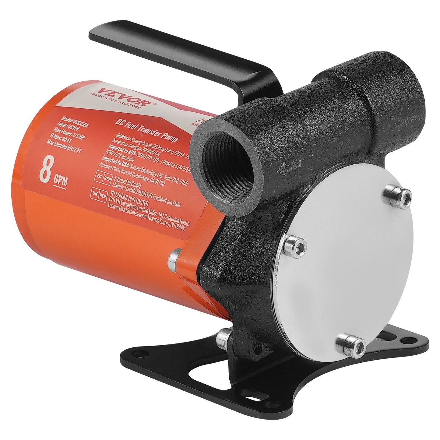 Fuel Transfer Pump 12V 8 GPM 1/5 HP Diesel Pump with Automatic Fuel Nozzle