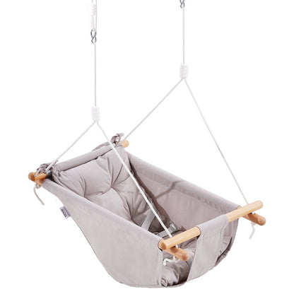 Leinwand Hängematte Schaukel 3 Positionen Baby Schaukel 5-Punkt Gurt Indoor Outdoor