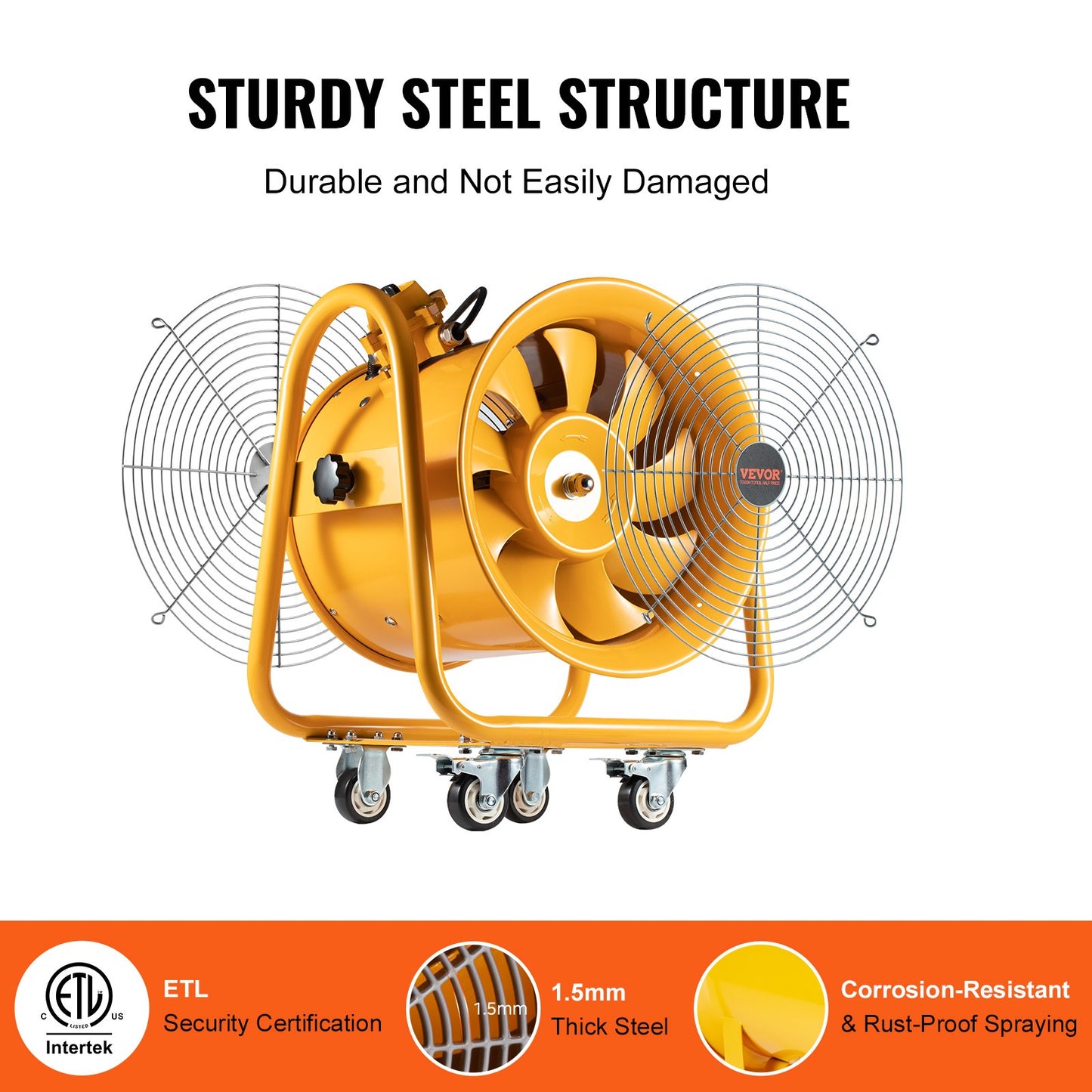 Portable Ventilator, 16" Heavy Duty Cylinder Fan, 1100W Strong Shop Exhaust Fan 4240CFM, 16.4ft Power Cord (No charging head), Industrial Utility Blower for Sucking Dust, Smoke Home/Workplace