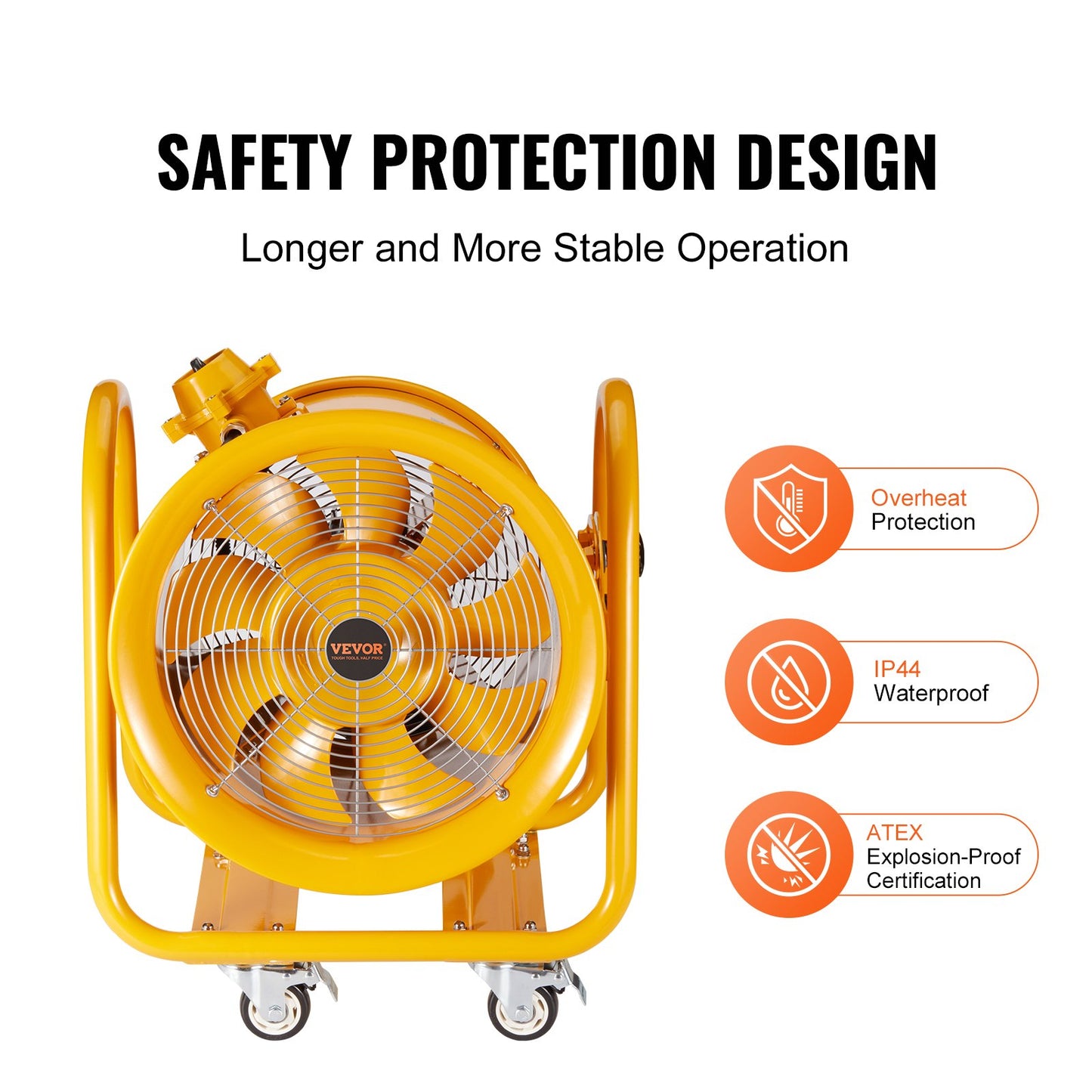 Portable Ventilator, 16" Heavy Duty Cylinder Fan, 1100W Strong Shop Exhaust Fan 4240CFM, 16.4ft Power Cord (No charging head), Industrial Utility Blower for Sucking Dust, Smoke Home/Workplace