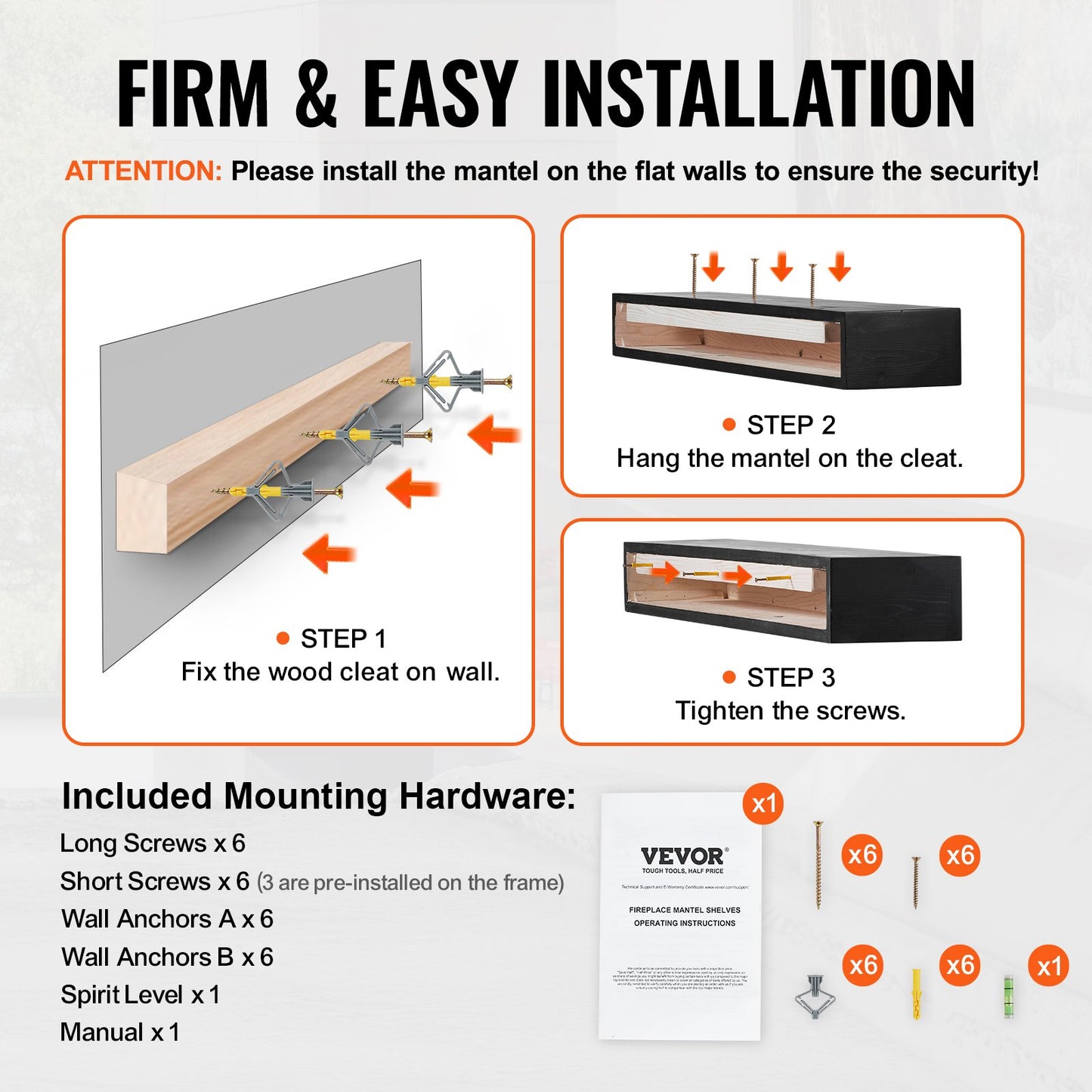 Fireplace Mantel Wooden Shelf Floating Rustic Fireplace Mantel 48" Espresso