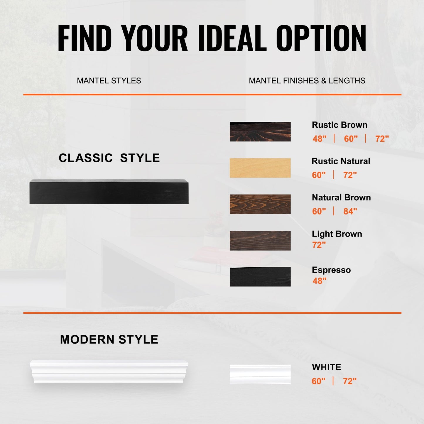 Fireplace Mantel Wooden Shelf Floating Rustic Fireplace Mantel 48" Espresso