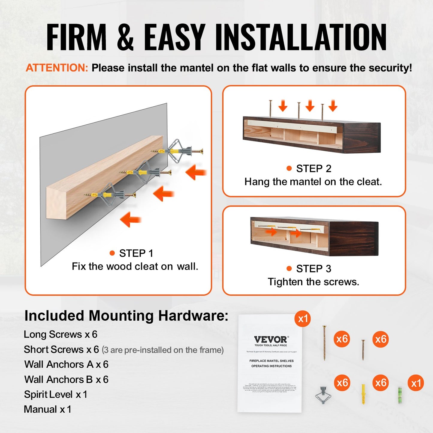 Fireplace Mantel Wood Shelf Floating Rustic Fireplace Mantel 60" Brown