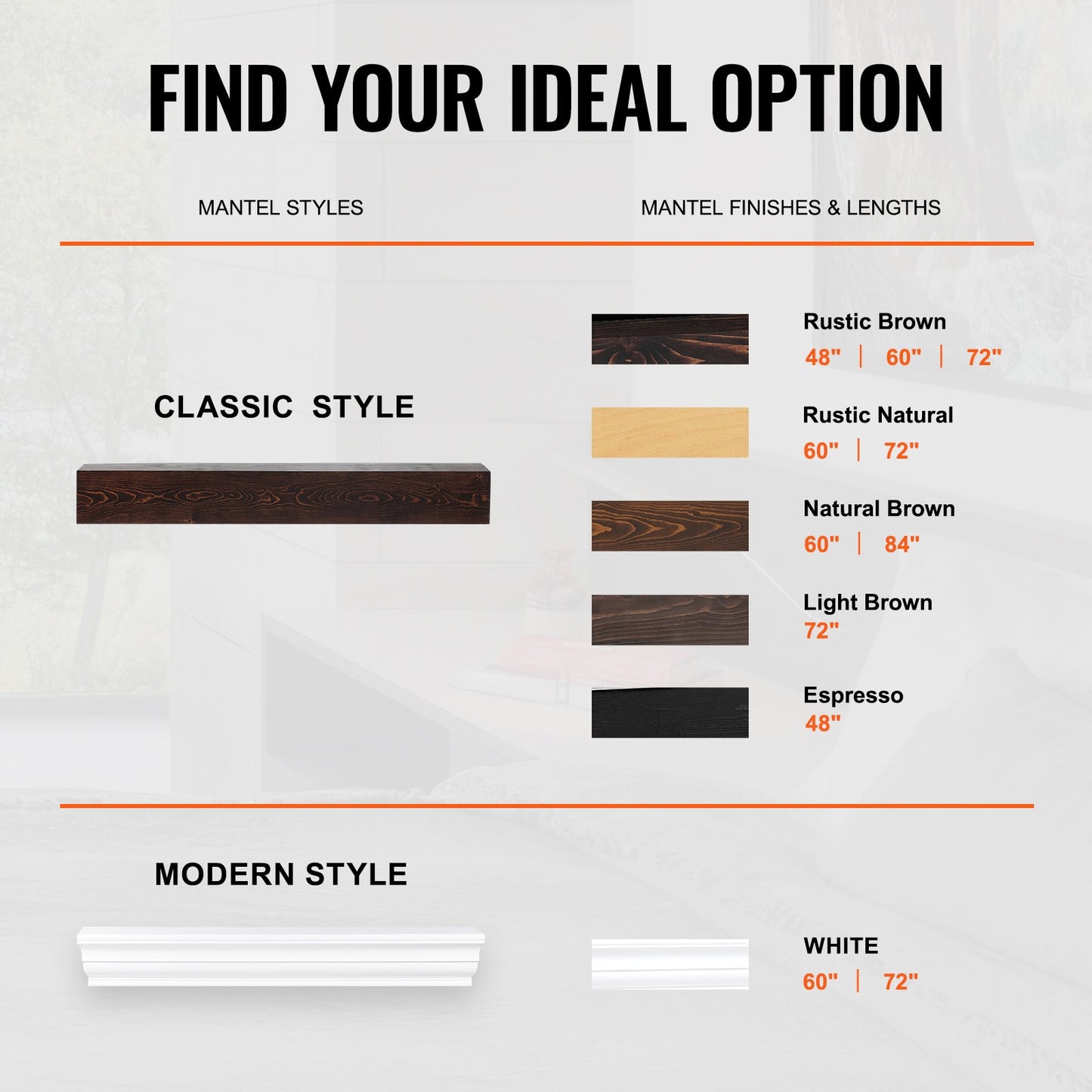 Fireplace Mantel Wood Shelf Floating Rustic Fireplace Mantel 72" Brown