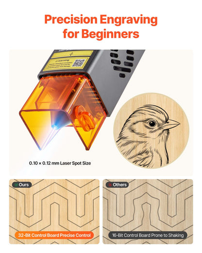 Laser Engraver, 10W, Laser Engraving and Cutting Machine with Enclosure, Laser Cutter Engraver Machine, 11.8 x 11.8 in Working Area, 7000 mm/min, for Wood, Leather, Glass, Certain Metal, Class 1