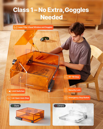 Laser Engraver, 10W, Laser Engraving and Cutting Machine with Enclosure, Laser Cutter Engraver Machine, 11.8 x 11.8 in Working Area, 7000 mm/min, for Wood, Leather, Glass, Certain Metal, Class 1