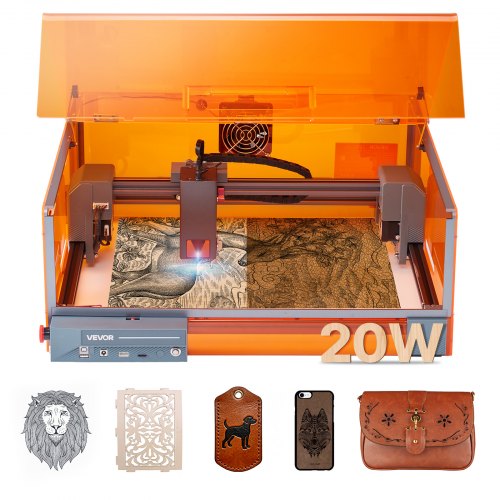 Laser Engraver, 20W, Laser Engraving and Cutting Machine with Enclosure, Laser Cutter Engraver Machine, 7000 mm/min, 11.8 x 11.8 in Working Area, for Wood, Leather, Glass, Certain Metal, Class 1