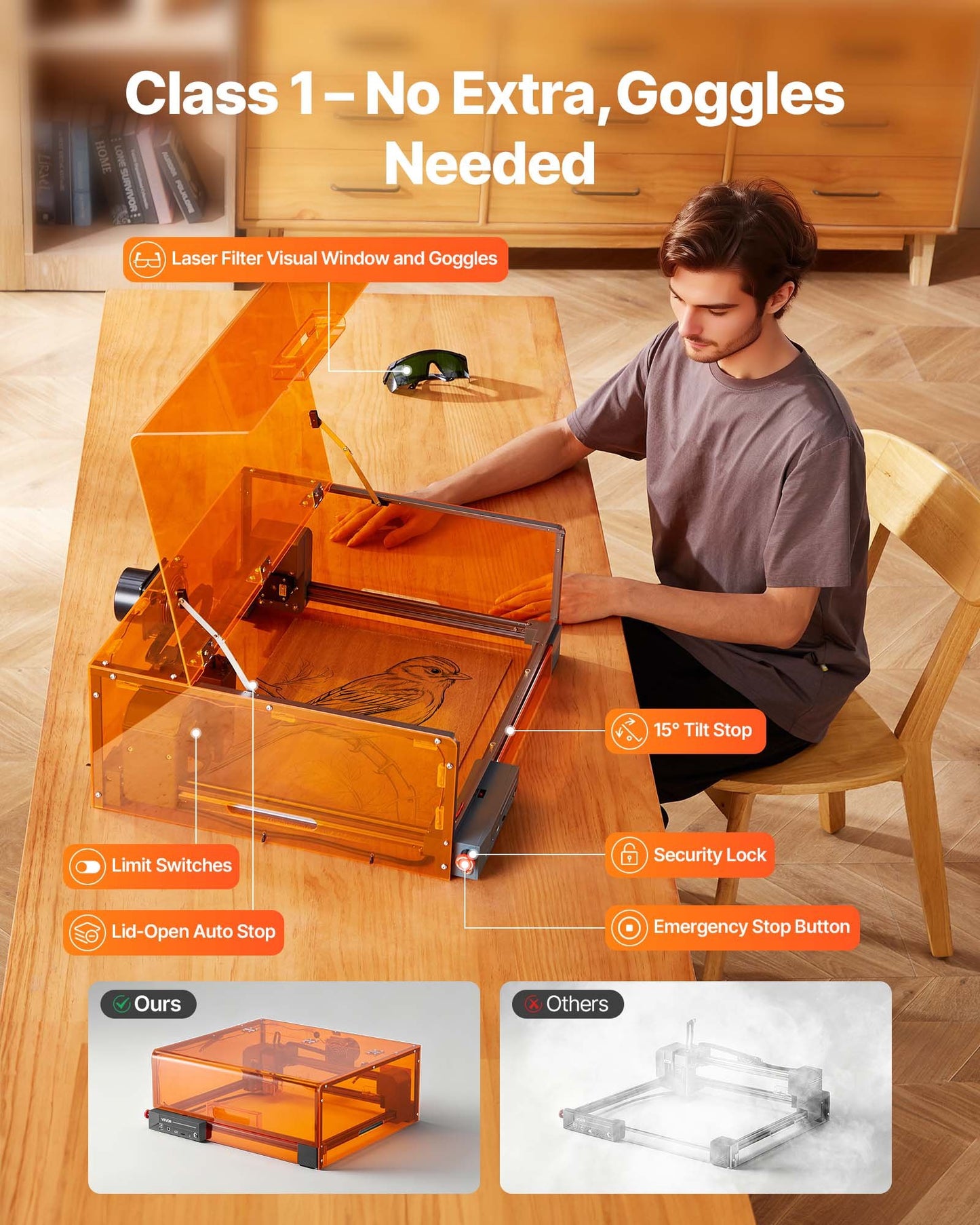 Laser Engraver, 20W, Laser Engraving and Cutting Machine with Enclosure, Laser Cutter Engraver Machine, 7000 mm/min, 11.8 x 11.8 in Working Area, for Wood, Leather, Glass, Certain Metal, Class 1