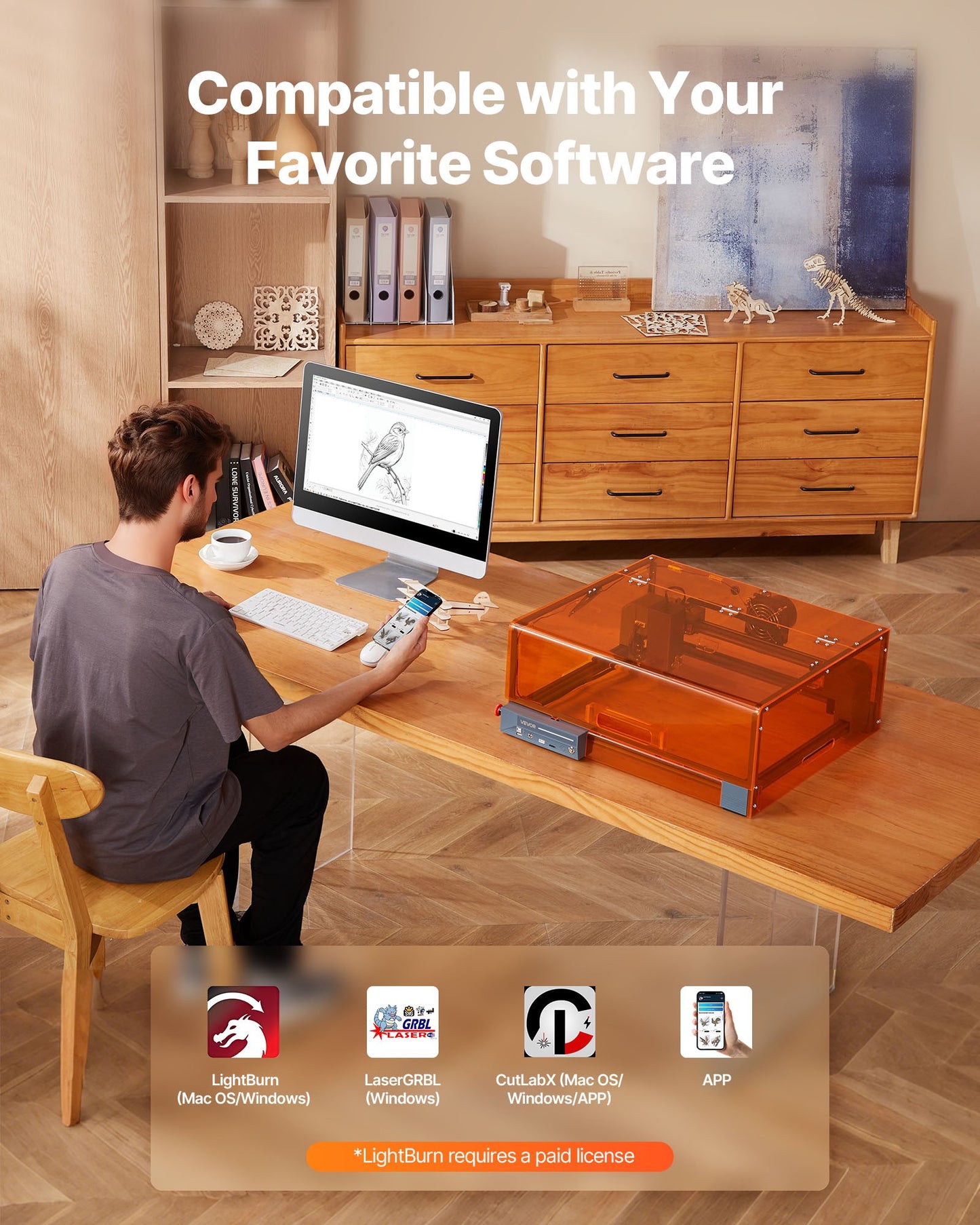 Laser Engraver, 20W, Laser Engraving and Cutting Machine with Enclosure, Laser Cutter Engraver Machine, 7000 mm/min, 11.8 x 11.8 in Working Area, for Wood, Leather, Glass, Certain Metal, Class 1